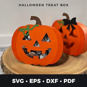 Porte-bonbons d'Halloween svg, boîte d'Halloween svg, svg de boîte d'Halloween, boîte à friandises d'Halloween bricolage, boîte de faveur citrouille, boîte Jack O Lantern fichier coupé 01