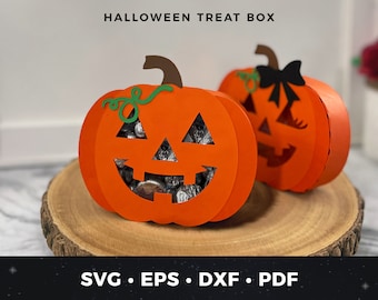 Halloween Candy Holder svg, Halloween Box svg, Halloween Box svg, DIY Halloween Treat Box, Pumpkin Favor Box, Jack O Lantern Box Cut File 01