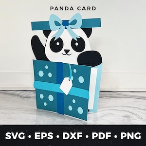 Panda-Grußkarte SVG, süße Panda-Karte, Tierliebhaber Geburtstagskarte, DIY Panda-Karte, Bärenliebhaberkarte, Panda-Geburtstagskarte SVG
