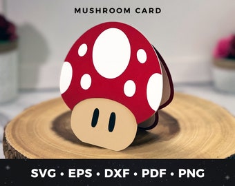 Mushroom Card SVG, Super Mario Card svg, Mushroom Cut File, Mushroom Birthday Card, Super Mario Card SVG, Video Game Birthday Card svg