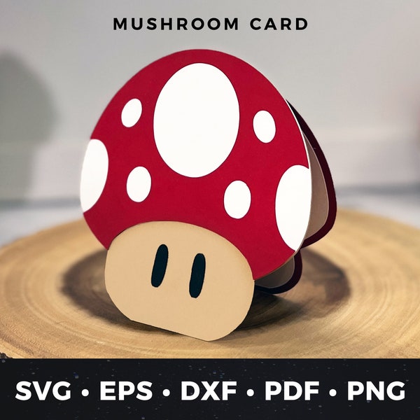 Mushroom Card SVG, Super Mario Card svg, Mushroom Cut File, Mushroom Birthday Card, Super Mario Card SVG, Video Game Birthday Card svg