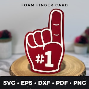 Foam Finger Card svg, nummer één fankaart svg, sportkaart svg, coachkaart svg, No 1 fan svg, DIY Foam Finger Card svg, Foam Finger Cut-bestand