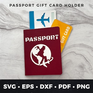 Porta-cartão-presente para passaporte svg, Cartão de passaporte faça você mesmo, Porta-cartão-presente para viagem, Arquivo de corte para passaporte, Arquivo de corte para viagem, Cartão-presente para agente de viagens svg 1