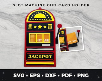 Porta carte regalo per slot machine, porta carte regalo Las Vegas, porta carte regalo per gioco d'azzardo, file di taglio per slot machine, svg per 21° compleanno, svg per jackpot