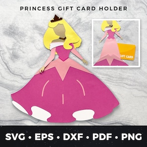 Princess Gift Card Holder svg, Princess Cut File, Princess Birthday Card svg, Princess Money Holder svg, DIY Princess Gift Card Holder 02