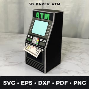 Caixa de presente para caixa eletrônico SVG, modelo de caixa de caixa eletrônico 3D, caixa de presente para dinheiro faça você mesmo com Cricut, caixa de papel para caixa eletrônico, ideia divertida para presente de formatura, porta-dinheiro artesanal SVG