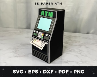 ATM Gift Box SVG, 3D Money Machine Box Template, DIY Cash Gift Box Cricut, Paper atm Box, Fun Graduation Gift Idea, Money Holder Craft svg