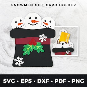 Weihnachten Schneemann Geschenkkartenhalter svg Schnittdatei, Urlaub Geschenkkartenhalter Cut File svg, Weihnachtsgeschenkkarte svg, Schneemann Geschenkkartenhalter