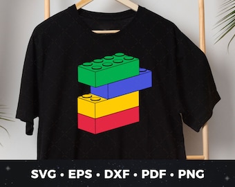 Customizable Building Block SVG | DIY Toy Brick Shirt Design | Kids' Toy Block Cut File | Brick Building Printable | Bricks Clipart 03