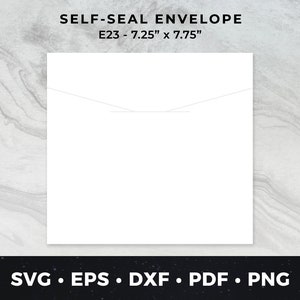 E23: 7.25" x 7.75" - Reusable Self Sealing Envelope svg, Envelope svg, Envelope Download, Self Seal Envelope, DIY Envelopes, Envelope vector