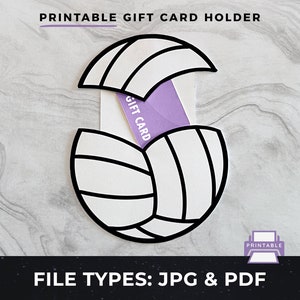 Portatarjetas de regalo de voleibol imprimible, obsequio de entrenador de voleibol imprimible, tarjeta de regalo deportiva, tarjeta de voleibol hecha a mano, portatarjetas de regalo imprimible
