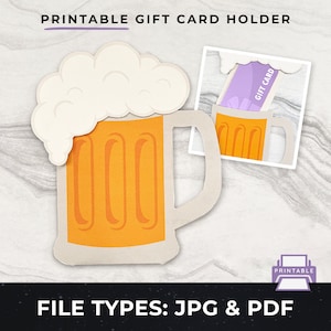 Druckbare Bier Geschenkkartenhalter, Bierkrug pdf, Druckbare Geburtstagskarte Bier, Bier Geschenkkartenhalter pdf, Druckbare Bierkrug Geschenkkartenhalter