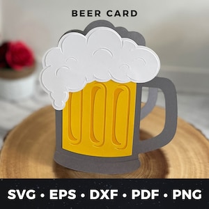 Modèle de carte de bière svg, svg de bière, carte d'anniversaire de bière, carte d'anniversaire à télécharger, bricolage carte de fête des pères, carte de bière pour papa, fichier coupe bière