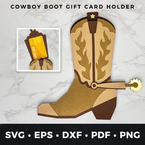 Portatarjetas de regalo con diseño de bota de vaquero, SVG, regalo de cumpleaños campestre, portatarjetas de regalo de vaquero, archivo de corte SVG para Cricut, regalo de dinero de vaquero DIY, botas de vaquero
