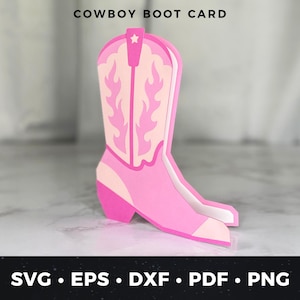 Cowboylaarzen kaart SVG, rustieke cowboy verjaardagskaart, DIY cowboy wenskaart, gesneden SVG-bestand voor Cricut, western kaart, leuke cowboylaars cadeau