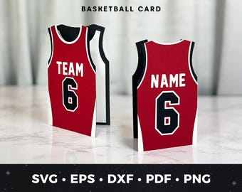 Basketball Jersey Greeting Card SVG, Basketball Card Cut File, Sports Greeting Card, Cricut Basketball Project, DIY Sports Card