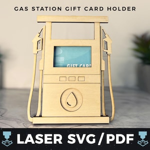 Portatarjetas de regalo de gasolinera SVG con láser, tarjeta de regalo de combustible PDF, portamonedas para gasolina, regalo para viajes por carretera, regalo para amantes de los autos, recuerdo de madera con láser