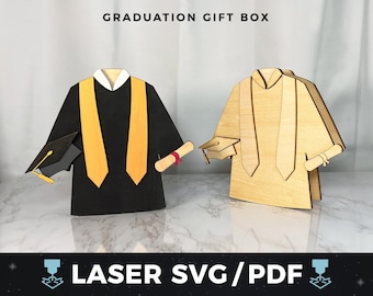 Laser Graduation Gift Box, Money or Gift Card Holder, Wood Graduation Keepsake, Glowforge & xTool Laser Project