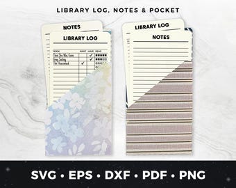 Library Log Bookmark with Pocket SVG, Printable Reading Tracker, DIY Book Tracker, DIY Book Lover Gift, Paper Cut Bookmark pdf, Library Card