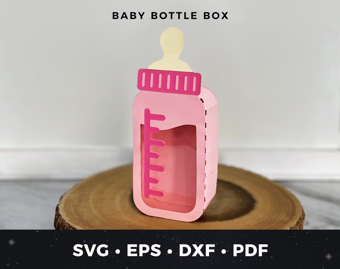 Baby Bottle Favor Box SVG Cut File, DIY Baby Shower Box, Baby Shower
