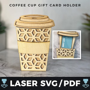 To-Go Coffee Cup Gift Card Holder Laser SVG, Coffee Lover Gift Card PDF, Cute Coffee Cup Money Holder, Laser Wood Keepsake, Coffee Gift