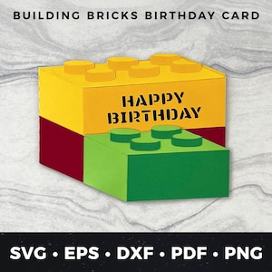 Building Bricks Card svg, Building Brick Card Cut File svg, DIY Building Brick Card, Building Bricks svg, Building Bricks Birthday Card svg