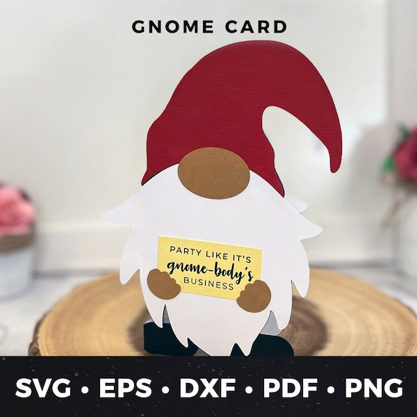 Gnome Card Template, Gnome Birthday Card, Birthday, Birthday Card Download, DIY Gnome Card, Cute Gnome Cut File, Gnome svg, Gnome puns