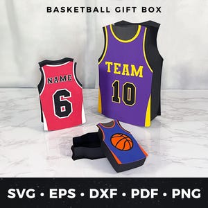 Basketball Gift Box svg, 3D Basketball Jersey Favor Box svg, Basketball Team Party Favors, Coach Gift Box svg, DIY Bball Banquet Gift Box