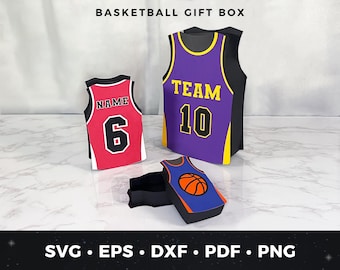 Basketball Gift Box svg, 3D Basketball Jersey Favor Box svg, Basketball Team Party Favors, Coach Gift Box svg, DIY Bball Banquet Gift Box
