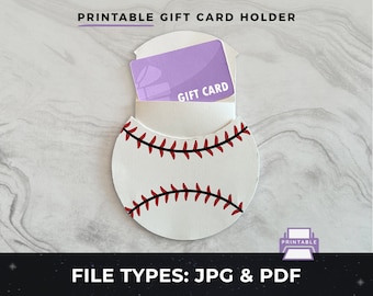 Printable Baseball Gift Card Holder, Printable Baseball Coach Gift, Sports Gift Card Holder, DIY Baseball Card,  Printable Gift Card Holder