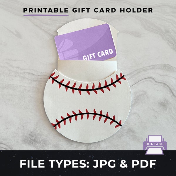 Printable Baseball Gift Card Holder, Printable Baseball Coach Gift, Sports Gift Card Holder, DIY Baseball Card,  Printable Gift Card Holder