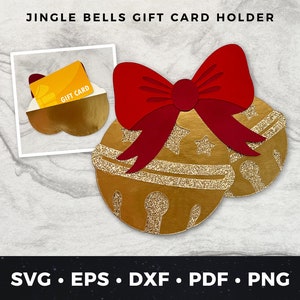 Porta-cartão-presente Jingle Bells svg, Porta-cartão-presente de Natal svg, Porta-cartão-presente de Natal svg, Arquivo de corte para presente de Natal, Jingle Bells svg