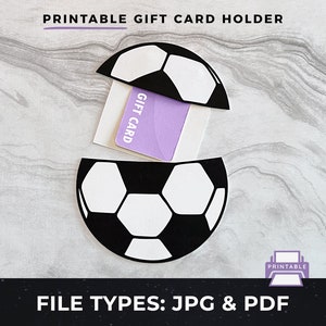 Portatarjetas de regalo de fútbol imprimible, regalo de entrenador de fútbol imprimible, portatarjetas de regalo de deportes, tarjeta de fútbol DIY, portatarjetas de regalo imprimible