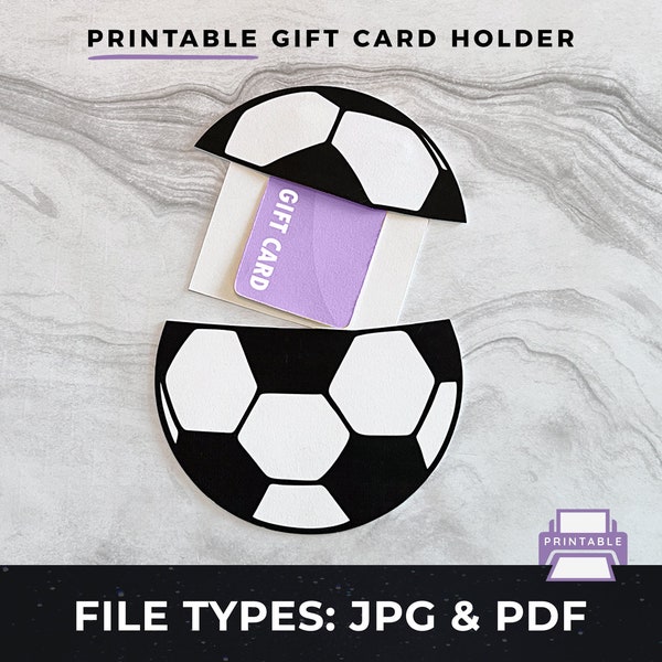 Printable Soccer Gift Card Holder, Printable Soccer Coach Gift, Sports Gift Card Holder, DIY Soccer Card,  Printable Gift Card Holder