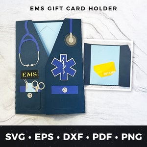 Porte-carte cadeau ambulancier svg, cadeau EMT, carte EMS, carte de remerciement premier intervenant svg, carte de remerciement pour ambulancier paramédical EMT, pdf, png, eps, dxf