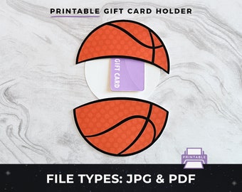 Printable Basketball Gift Card Holder, Printable Basketball Coach Gift, Sports Gift Card, DIY Basketball Card,  Printable Gift Card Holder