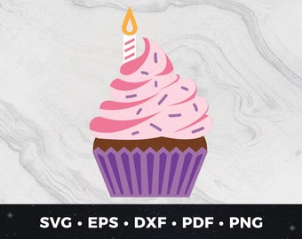 Cupcake svg, Cupcake Cut File, Cute Cupcake svg, Birthday Cake svg, Birthday Cake Clipart, Cupcake png, Cupcake Vector, Cute Cupcake png