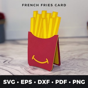 フライドポテト カード SVG カット ファイル、フライドポテト グリーティング カード svg、ファーストフード バースデー カード svg、フライドポテト バースデー カード svg、フライドポテト カード svg