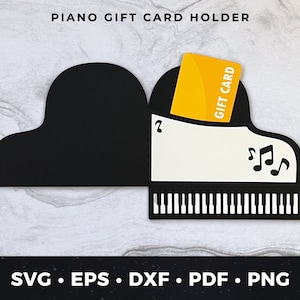 Piano cadeaukaarthouder svg, DIY pianokaart, piano png, piano gesneden bestand, piano geldhouder, piano overweging cadeau svg, piano recital kaart svg