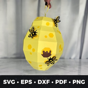 SVG alveare, modello di decorazione in carta 3D per alveare, decorazione fai da te per feste a tema ape, centrotavola per baby shower, decorazione a tema ape per alveare