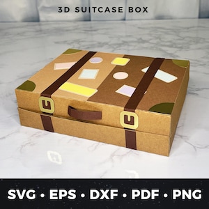 Suitcase Gift Box SVG, 3D Travel Box, Luggage Favor Box, Vacation Gift Box, Paper Suitcase Box, Travel Party Favors, Customizable Travel Box