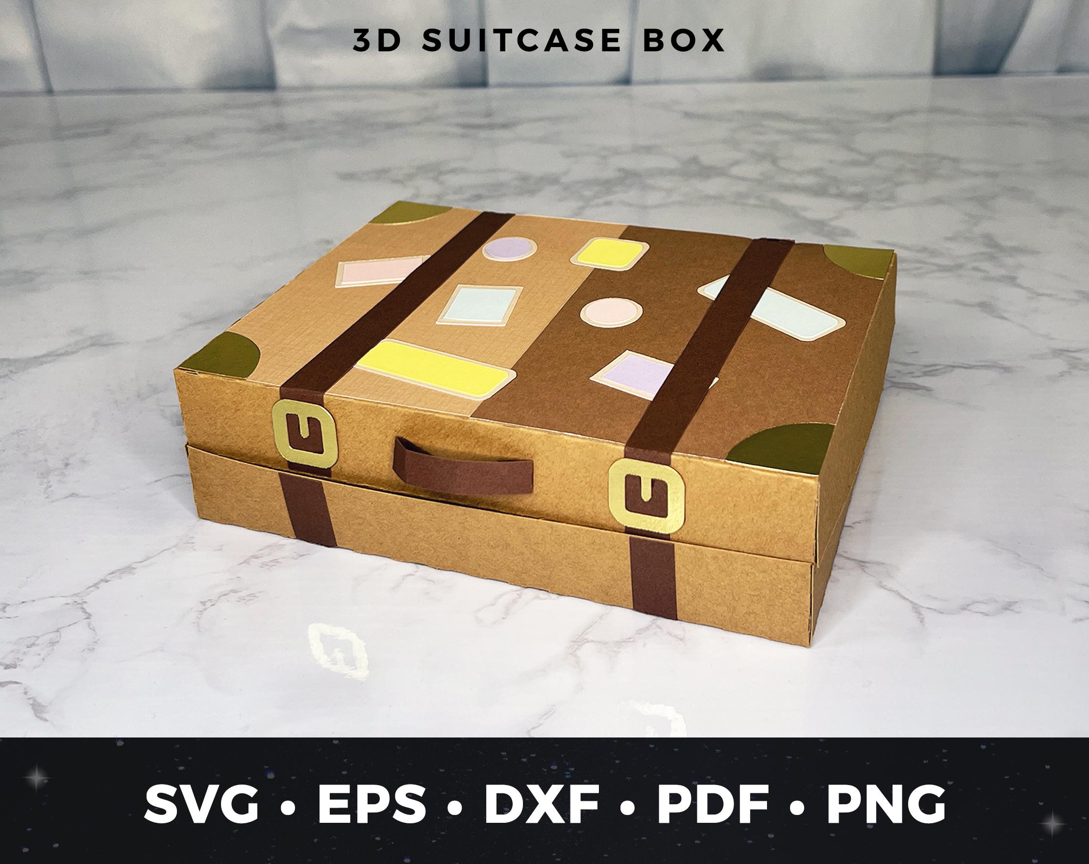 Suitcase Gift Box SVG, 3D Travel Box, Luggage Favor Box, Vacation Gift Box, Paper Suitcase Box, Travel Party Favors, Customizable Travel Box