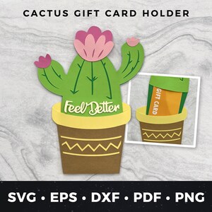 Feel Better Geschenkkartenhalter, Kaktus Geschenkkartenhalter, DIY Feel Better Karte, Gute Besserung Geschenkkarte, Feel Better svg, Kaktus cut Datei