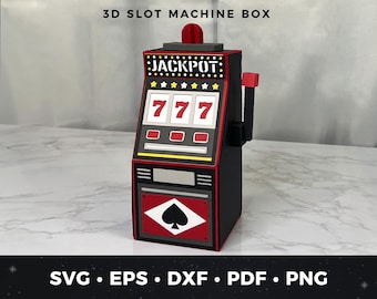 Slot Machine Gift Box SVG, 3D Paper Casino Box Template for Cricut, Vegas Party Favor Box, Lucky Slot SVG, Casino Night Decor SVG, Lucky 7s