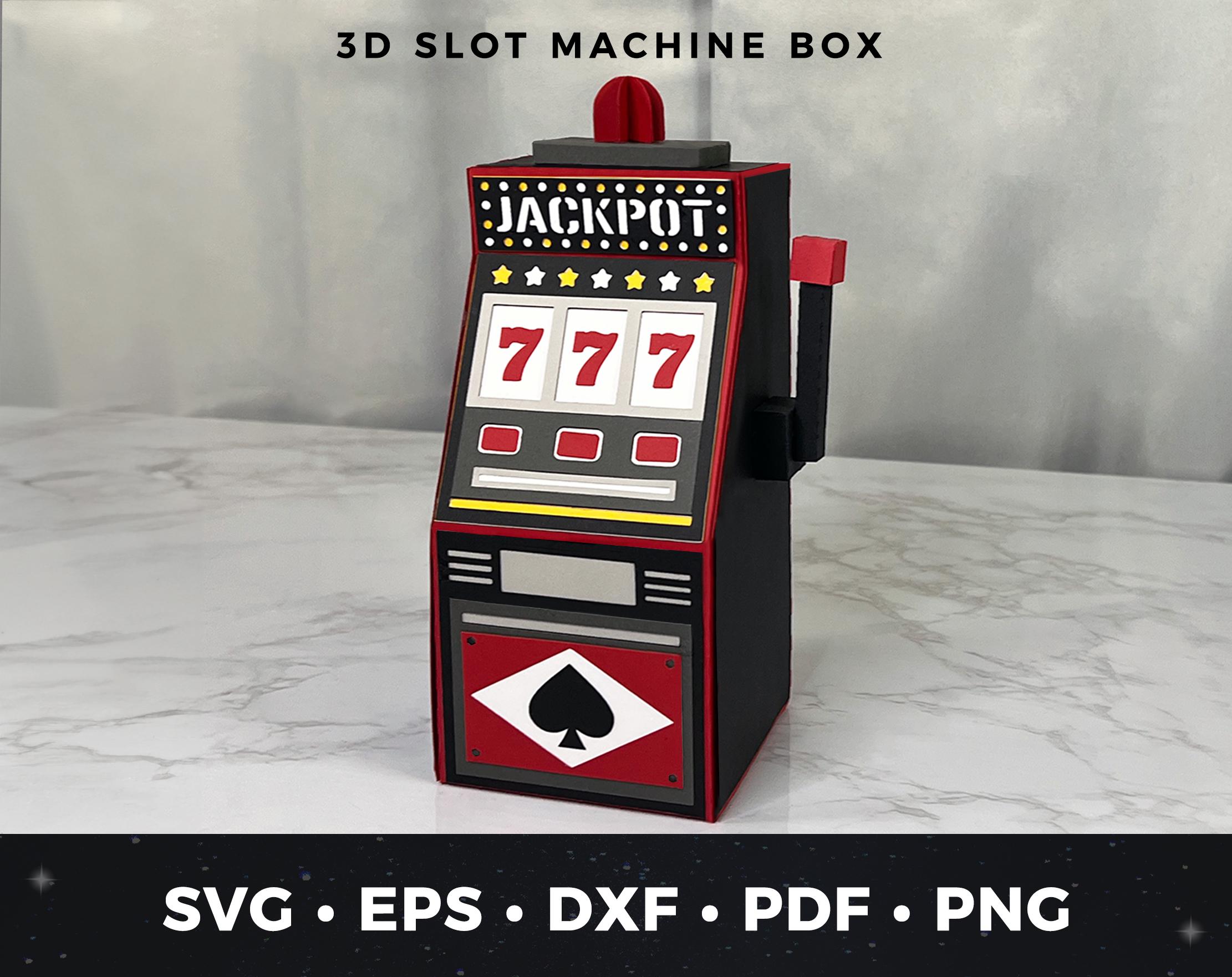 Slot Machine Gift Box SVG, 3D Paper Casino Box Template for Cricut, Vegas Party Favor Box, Lucky Slot SVG, Casino Night Decor SVG, Lucky 7s