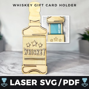 ウイスキー ギフト カード ホルダー レーザー SVG、ウイスキー ギフト PDF、ウイスキー ボトル ギフト カード、ウイスキー レーザー SVG、ウイスキー愛好家へのギフト、レーザー ウッド記念品