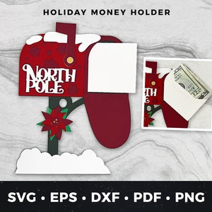 Christmas Money Holder Cut File, Christmas svg, North Pole Money Holder, Mailbox Money Holder svg, Christmas Money Gift svg, Christmas svg