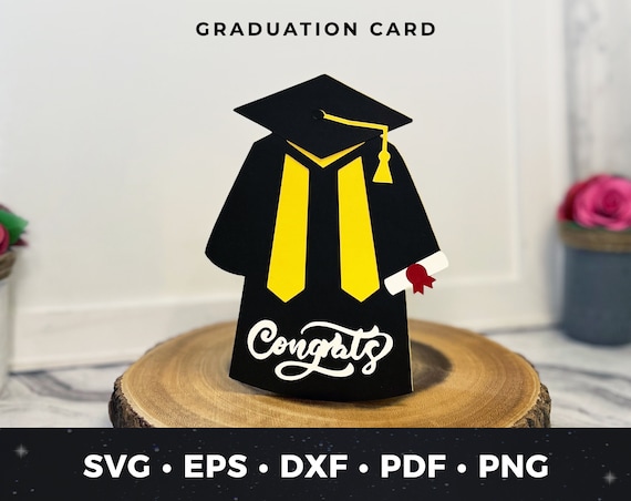 Graduation Card svg, DIY Graduation Card svg, Cap and Gown svg, Graduation PNG, Graduation Card Cut File, DIY Grad Card, Congrats Grad svg