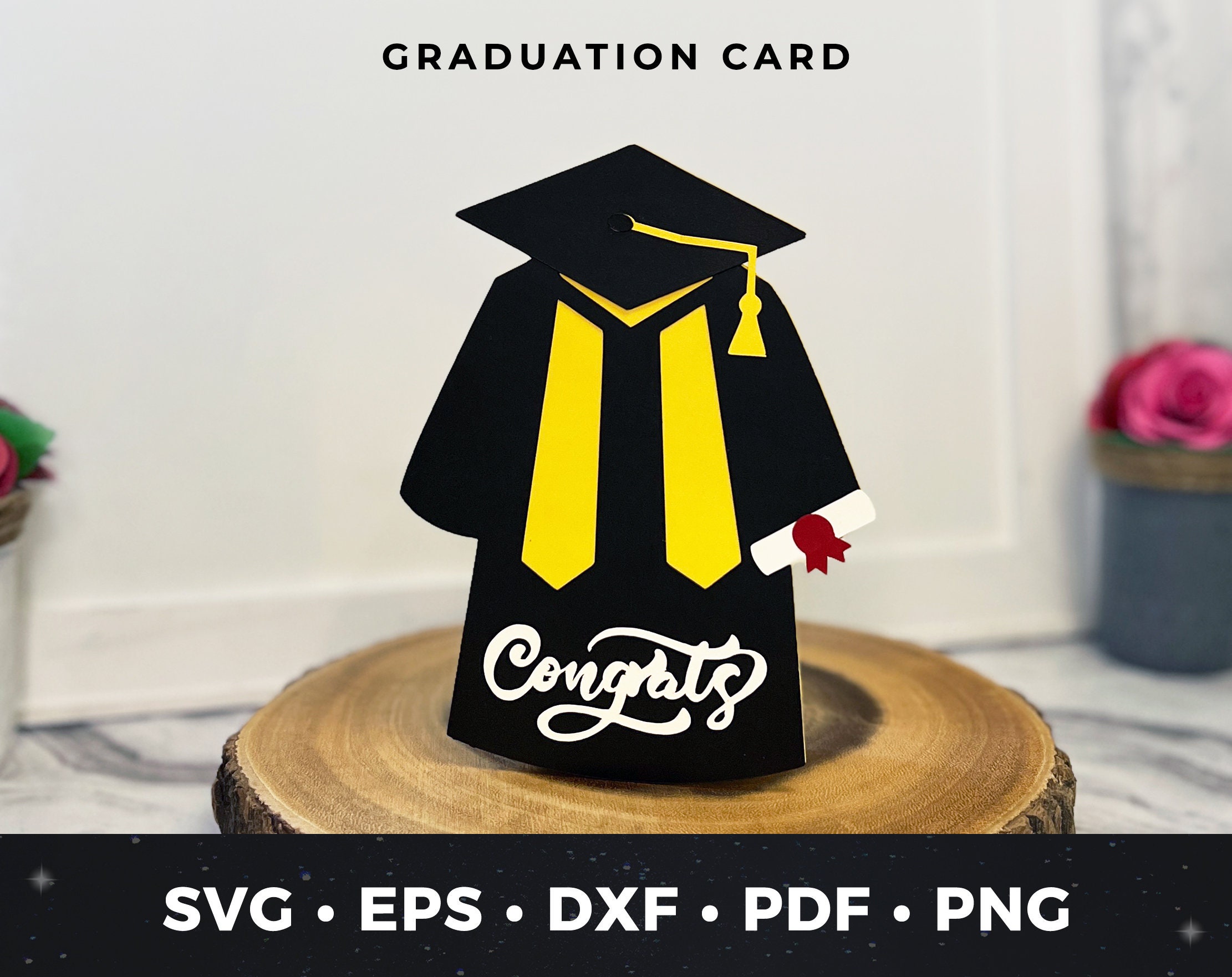 Grad Card Svg Graduation Card Svg, DIY Graduation Card Svg, Cap and Gown Svg ...