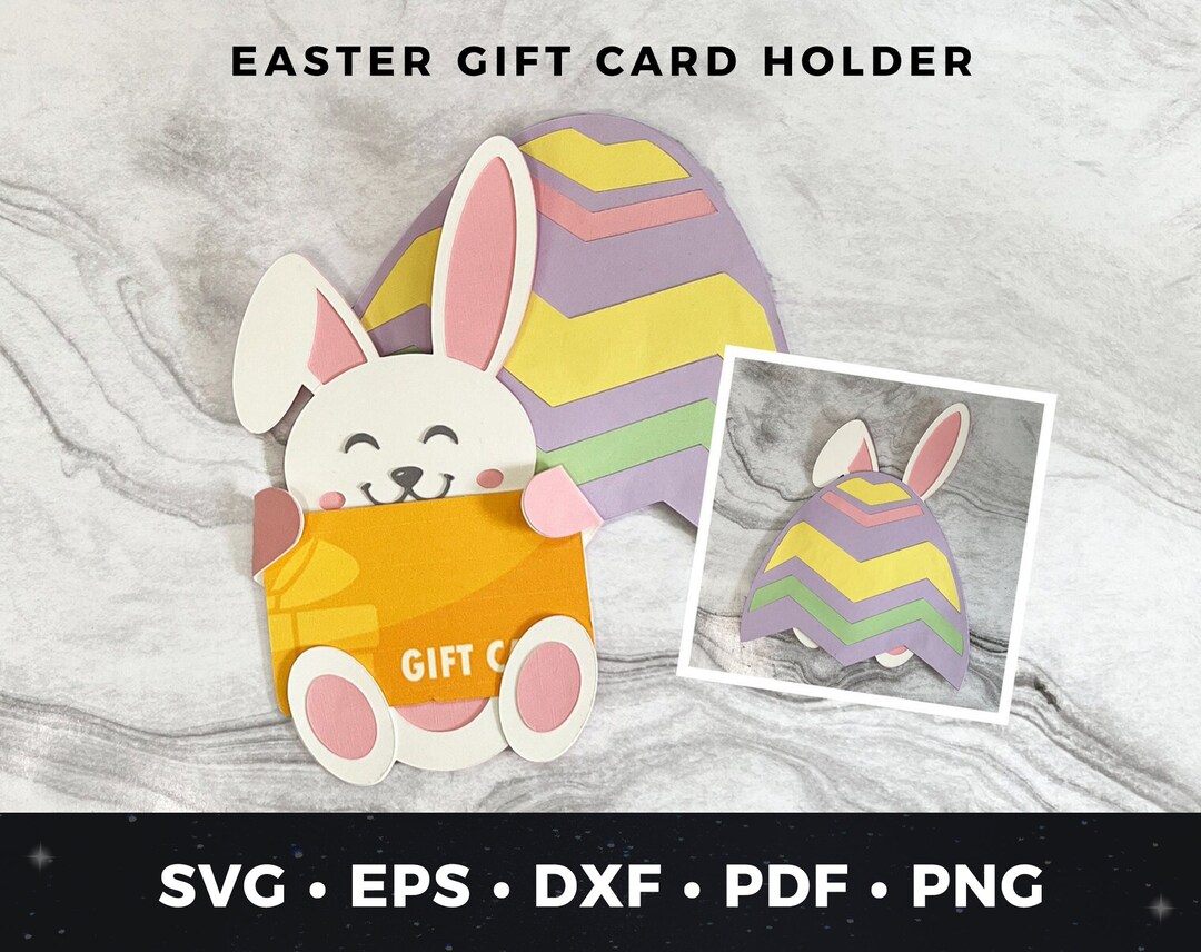 Easter Gift Card Holder Svg, Easter Bunny Hiding in Egg Svg, DIY Easter